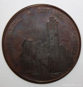 Medallas temáticas: MEDALLA INAGURACION SUCURSAL DEL BANCO DE SABADELL EN SANT ANDREU DE LA BARCA. MARÇ DEL AÑO 1976